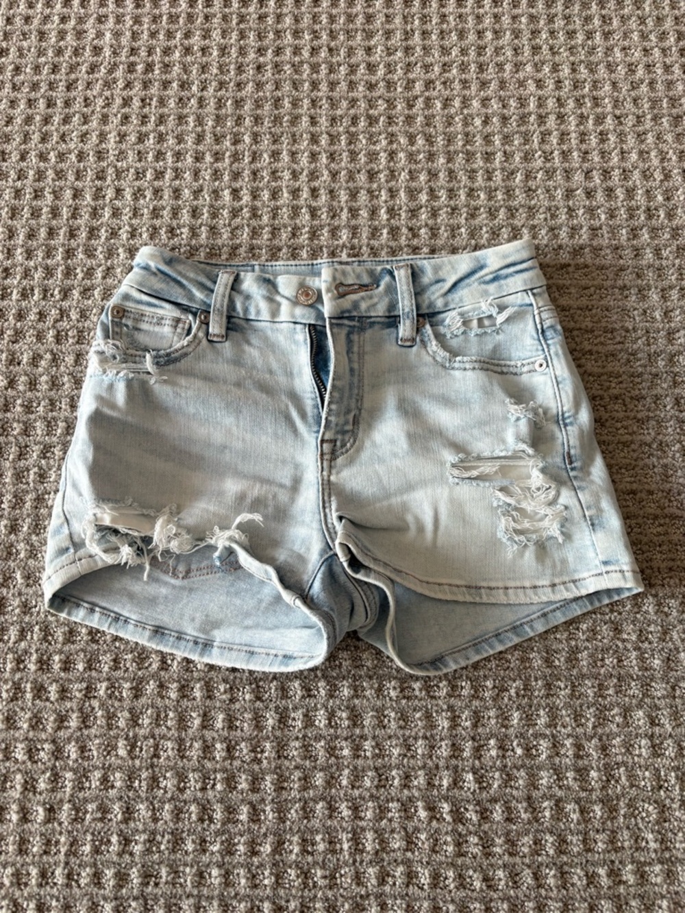 American Eagle Outfitters Light Blue Distressed Denim Shorts